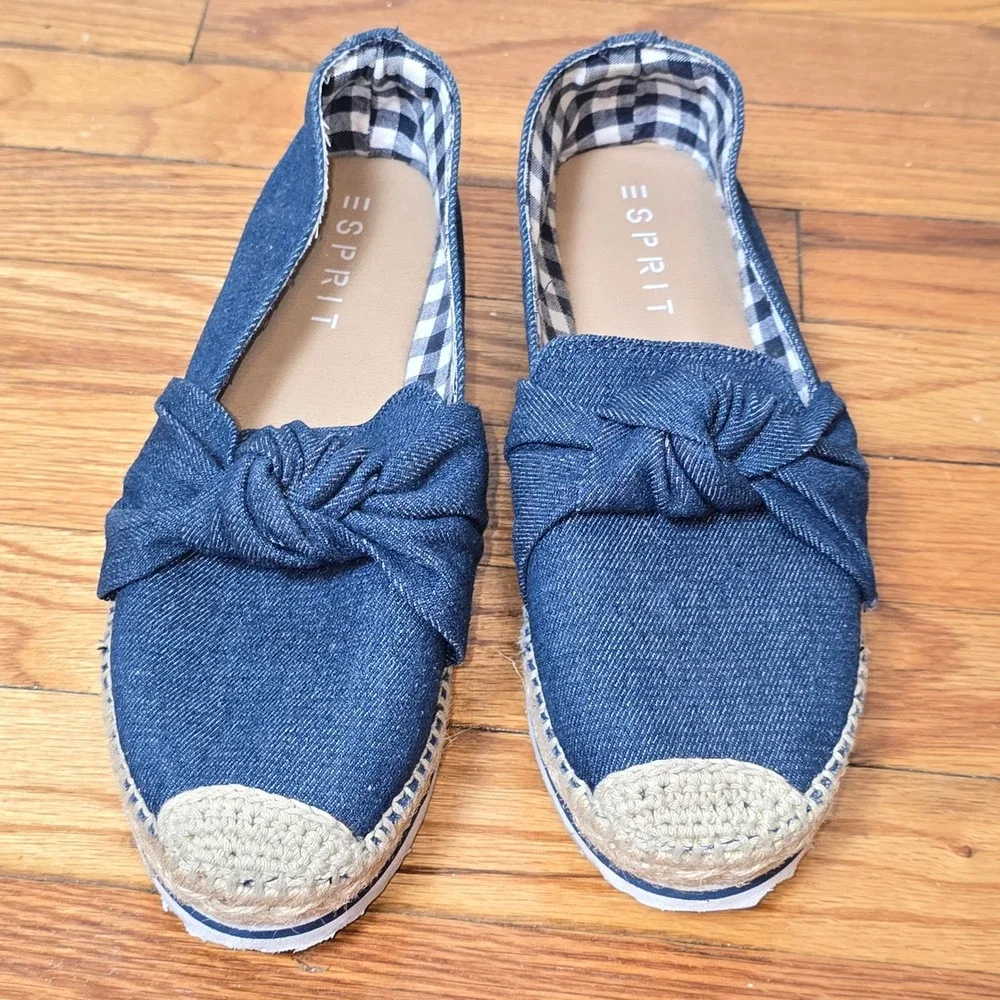 Esprit Hollis Shoe Platform Wedge Espadrille Womens 9 Blue Denim